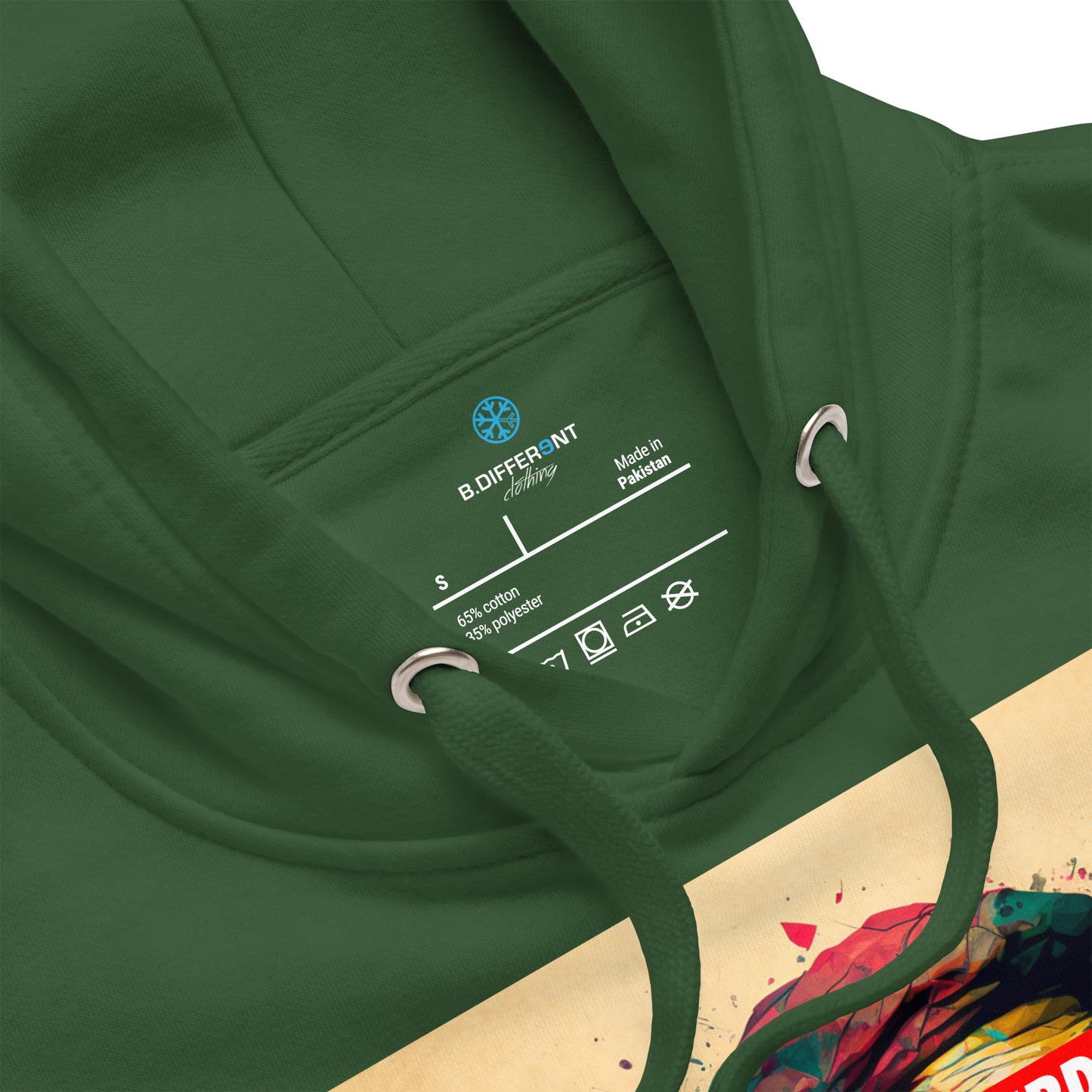 Green-Leonardo da Vinci Hoodie from B.Different Clothing, collar, graffiti-inspired streetwear