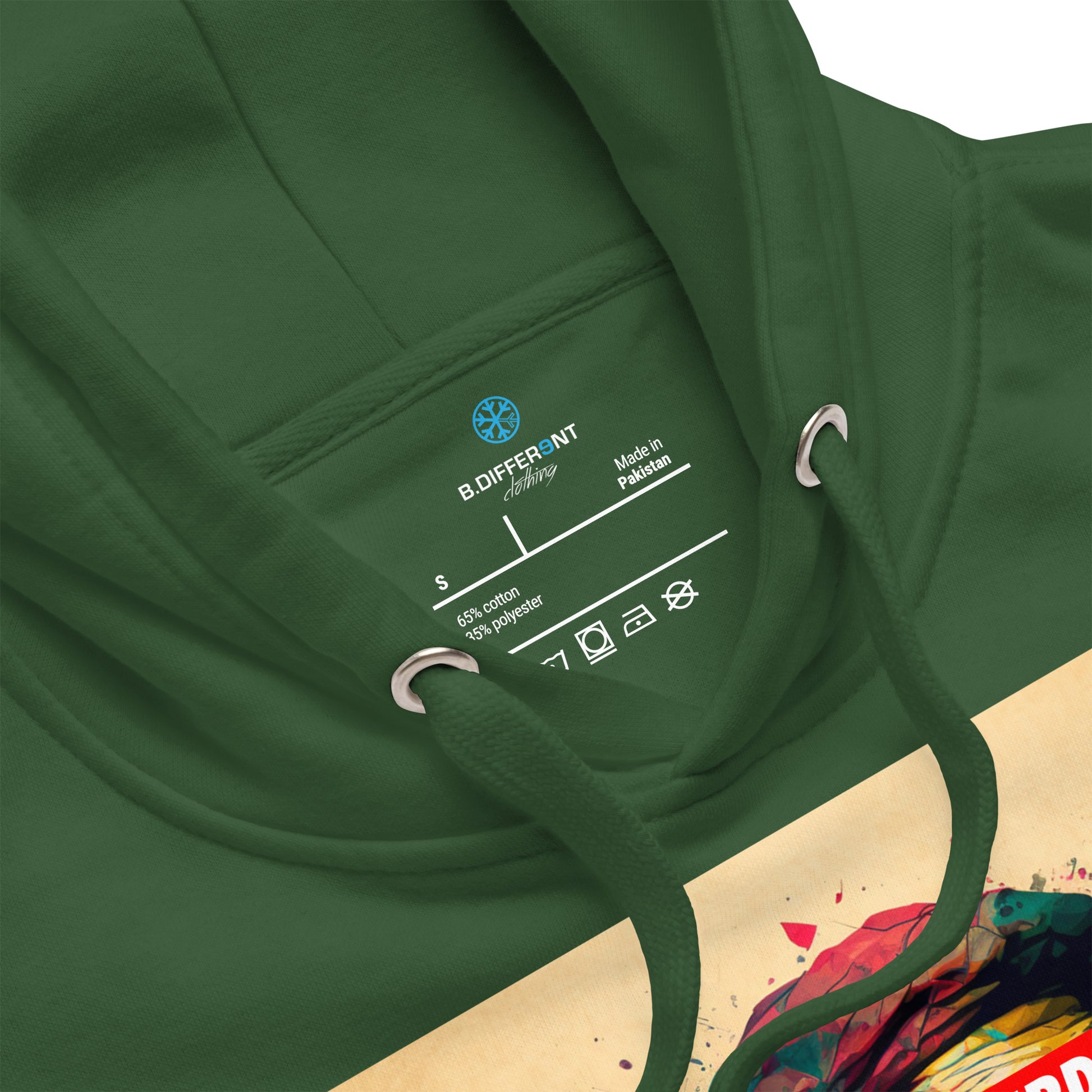 Green-Leonardo da Vinci Hoodie from B.Different Clothing, collar, graffiti-inspired streetwear
