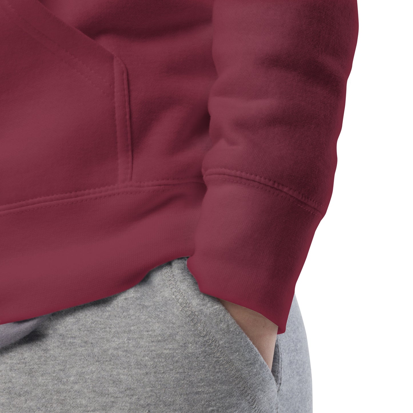 Maroon-Outcast Graffiti Character Hoodie from B.Different Clothing, detail, graffiti-inspired streetwear