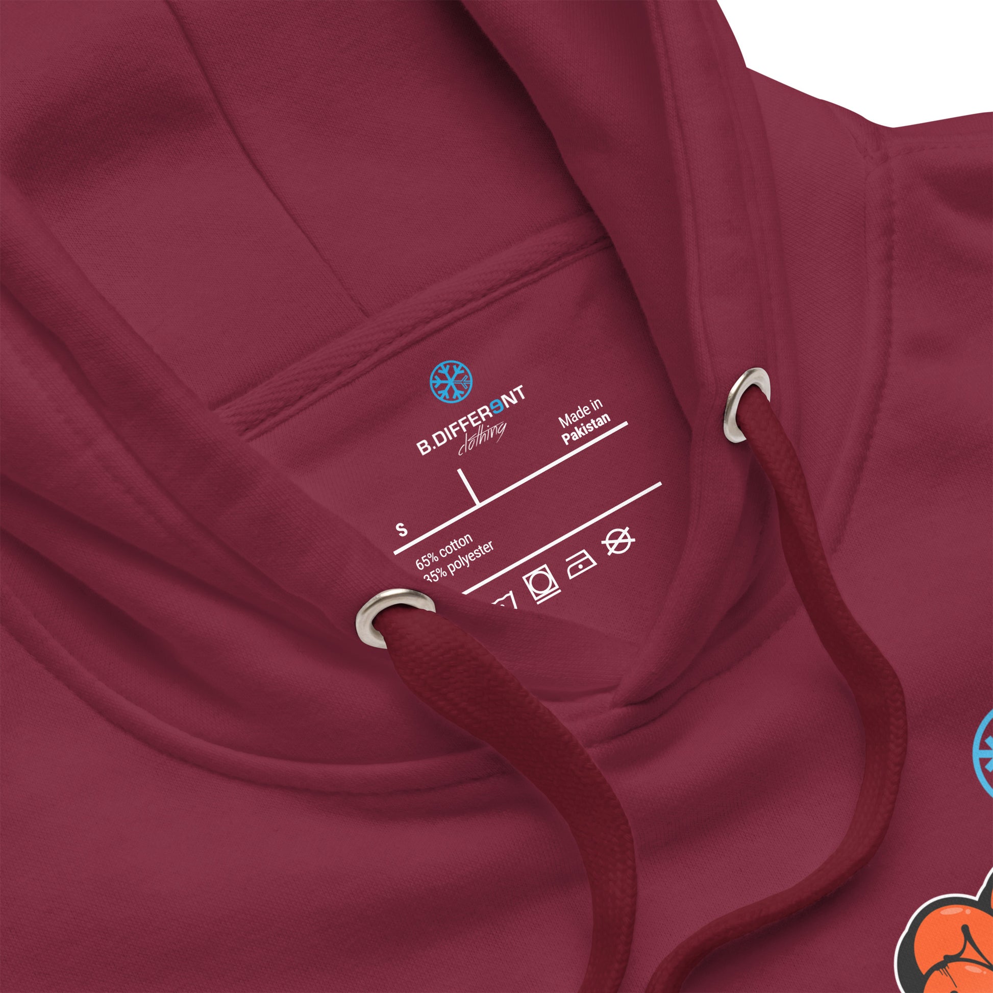 Maroon-ACAB Girl Graffiti Hoodie from B.Different Clothing, collar, graffiti-inspired streetwear