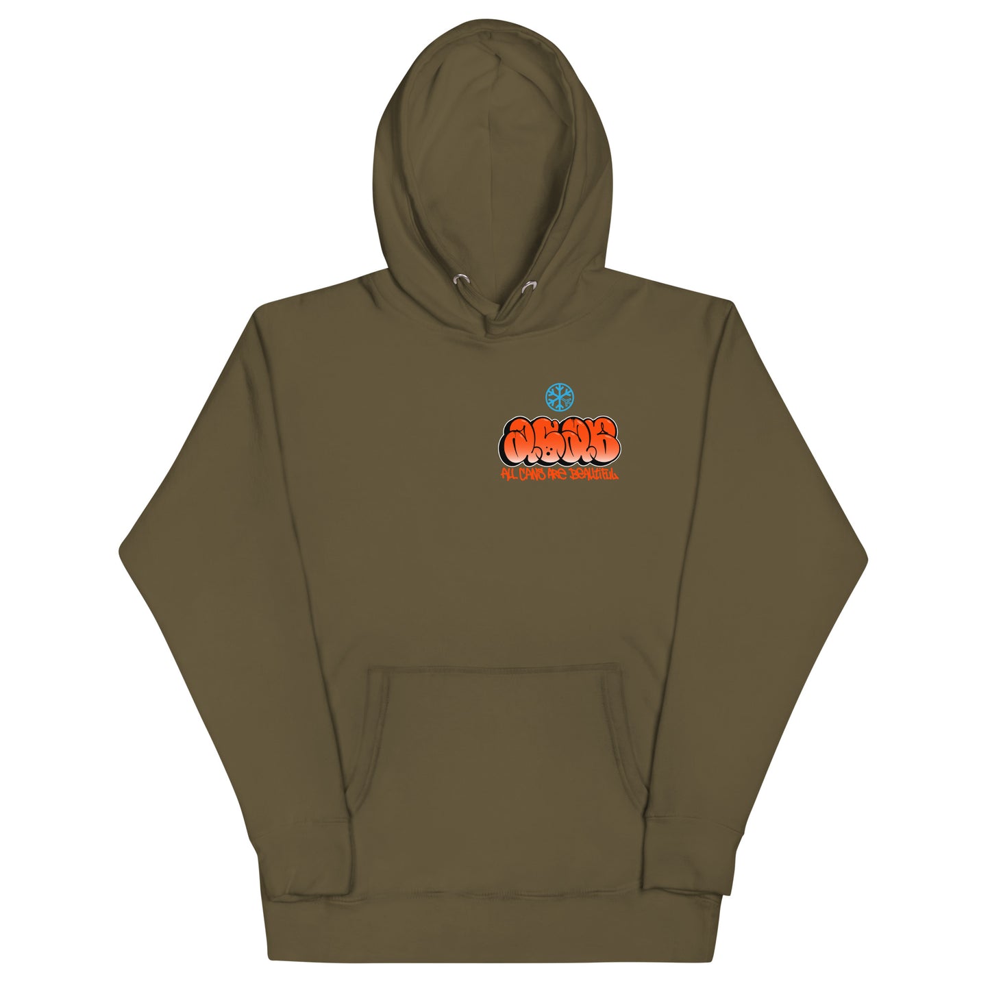 Green-ACAB Girl Graffiti Hoodie from B.Different Clothing, front view, graffiti-inspired streetwear