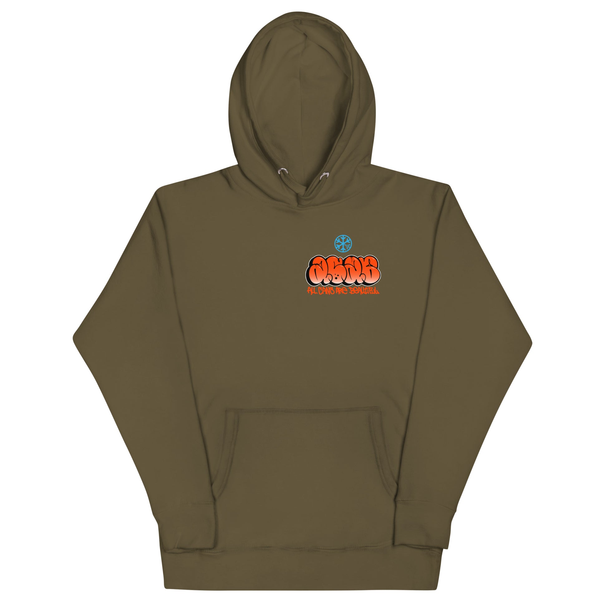 Green-ACAB Girl Graffiti Hoodie from B.Different Clothing, front view, graffiti-inspired streetwear