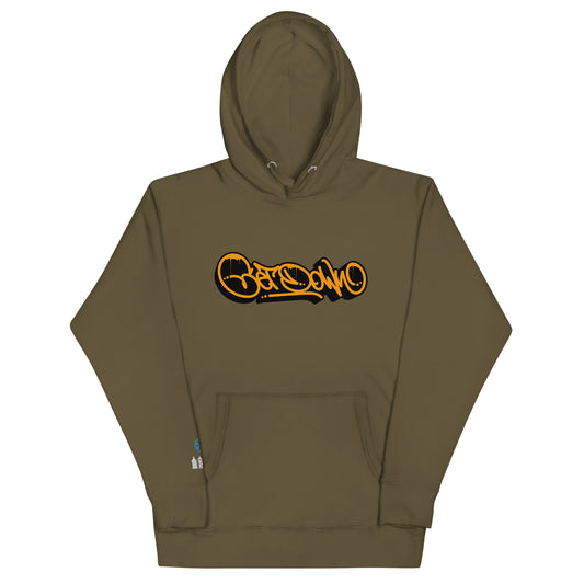 Green-Get Down Graffiti Tag Hoodie from B.Different Clothing, front view, graffiti-inspired streetwear