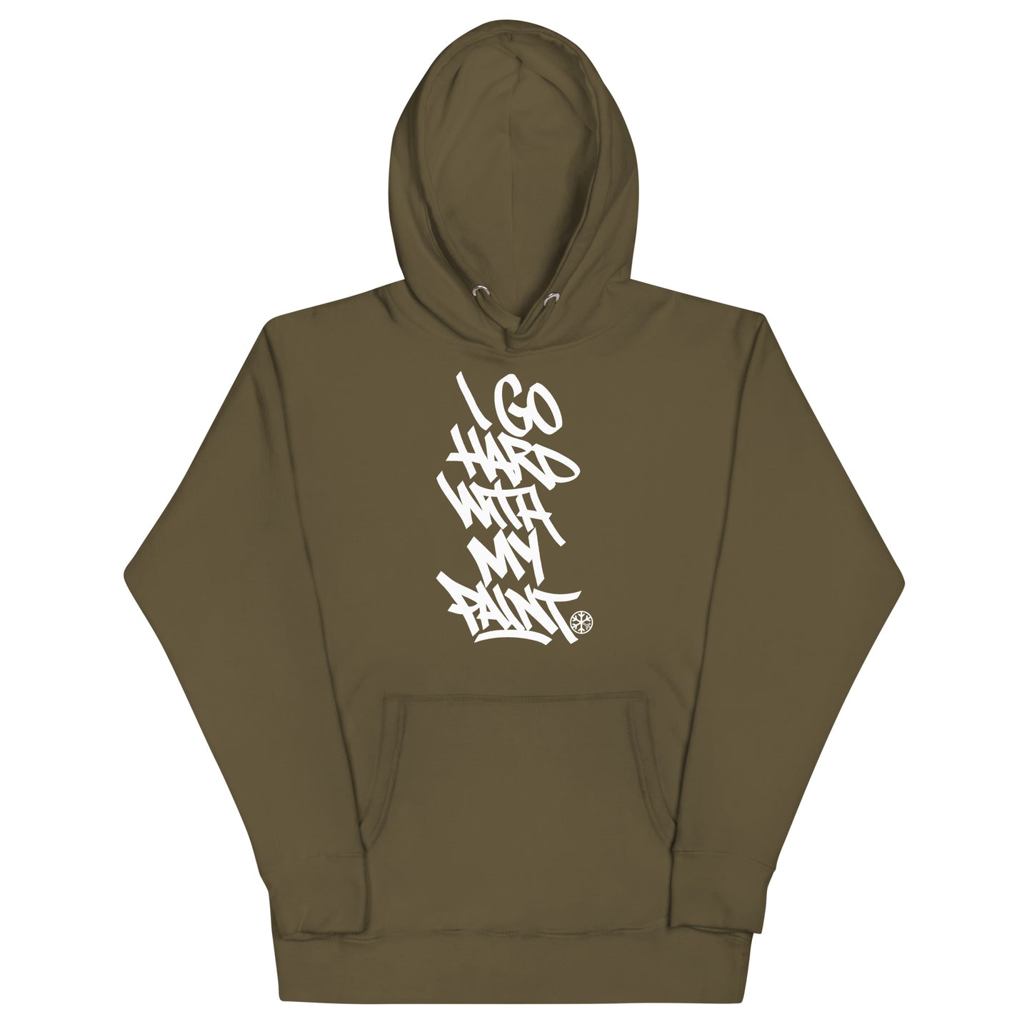 Green-I Go Hard With My Paint Graffiti Hoodie from B.Different Clothing, front view, graffiti-inspired streetwear
