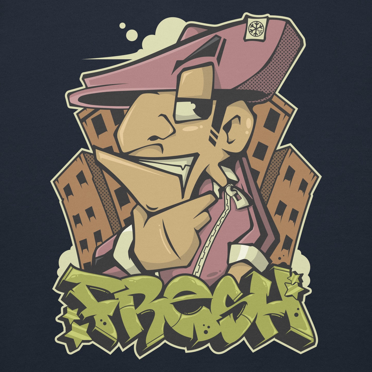 Navy-Fresh Graffiti Character Hoodie from B.Different Clothing, graphic, graffiti-inspired streetwear