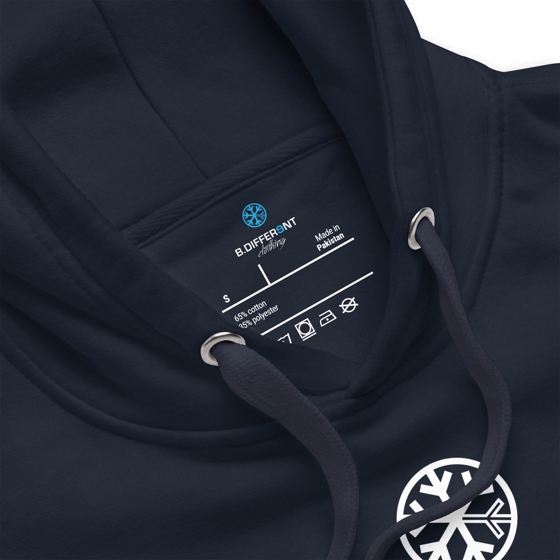 Navy-Stay Fly Graffiti Tag Hoodie from B.Different Clothing, collar, graffiti-inspired streetwear