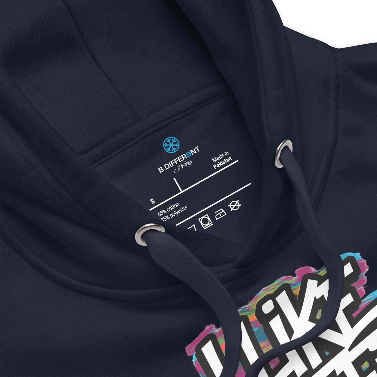 Navy-I Like Graffiti and Maybe 2 People Hoodie from B.Different Clothing, collar, graffiti-inspired streetwear