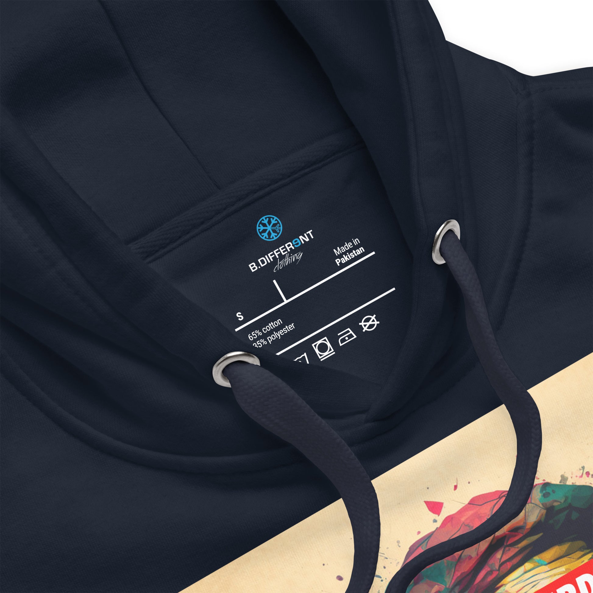 Navy-Leonardo da Vinci Hoodie from B.Different Clothing, collar, graffiti-inspired streetwear