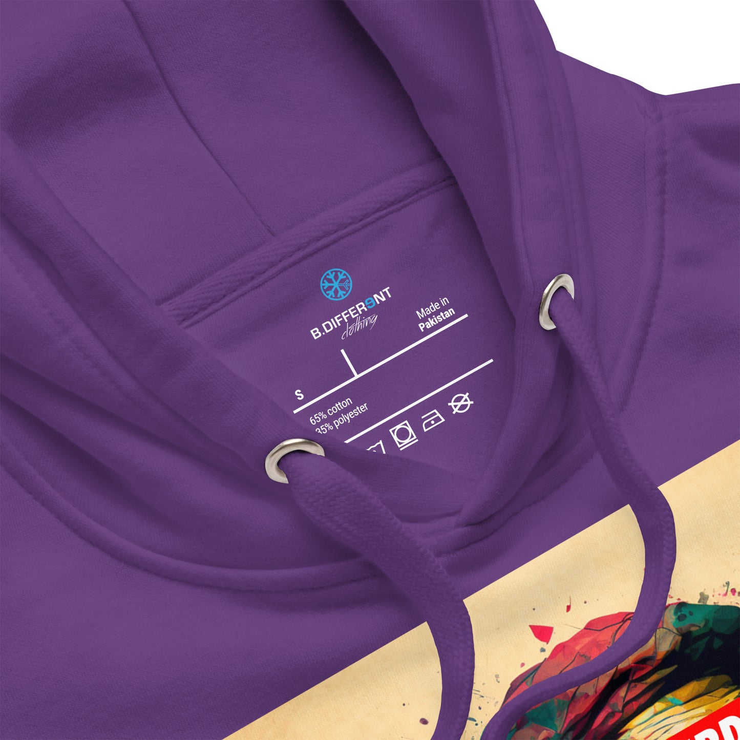 Purple-Leonardo da Vinci Hoodie from B.Different Clothing, collar, graffiti-inspired streetwear