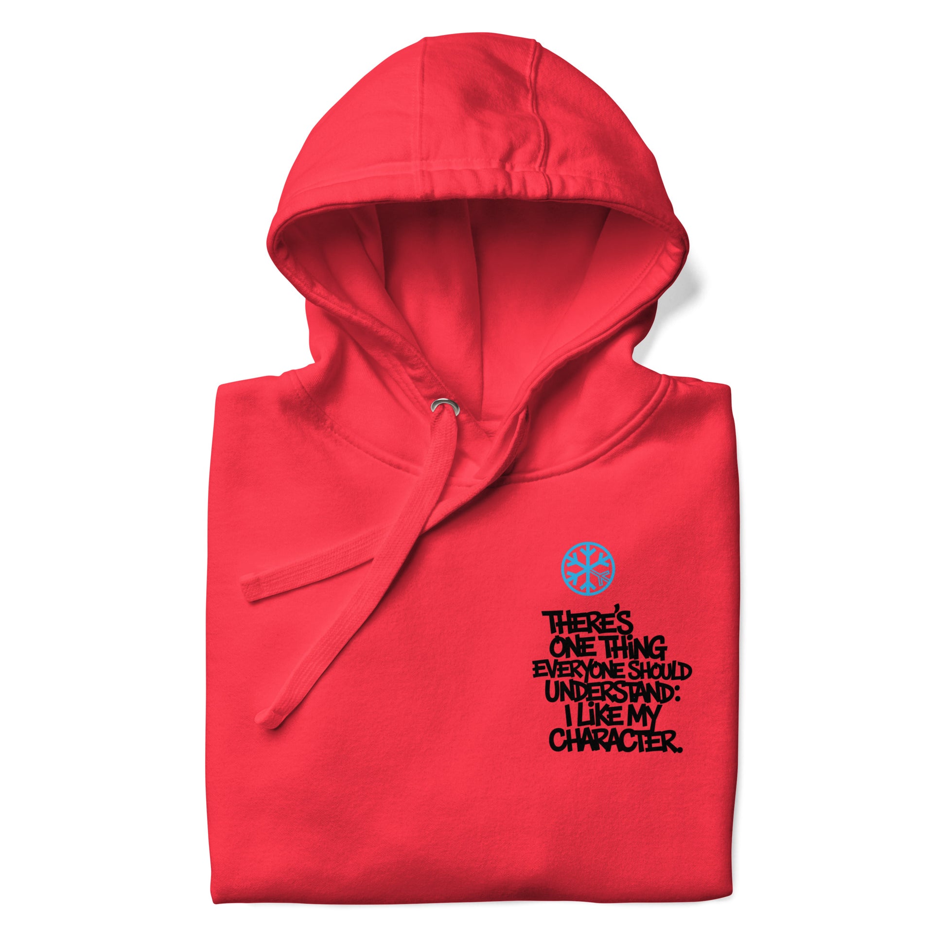 Red-Dennis Graffiti Hoodie from B.Different Clothing, folded, graffiti-inspired streetwear