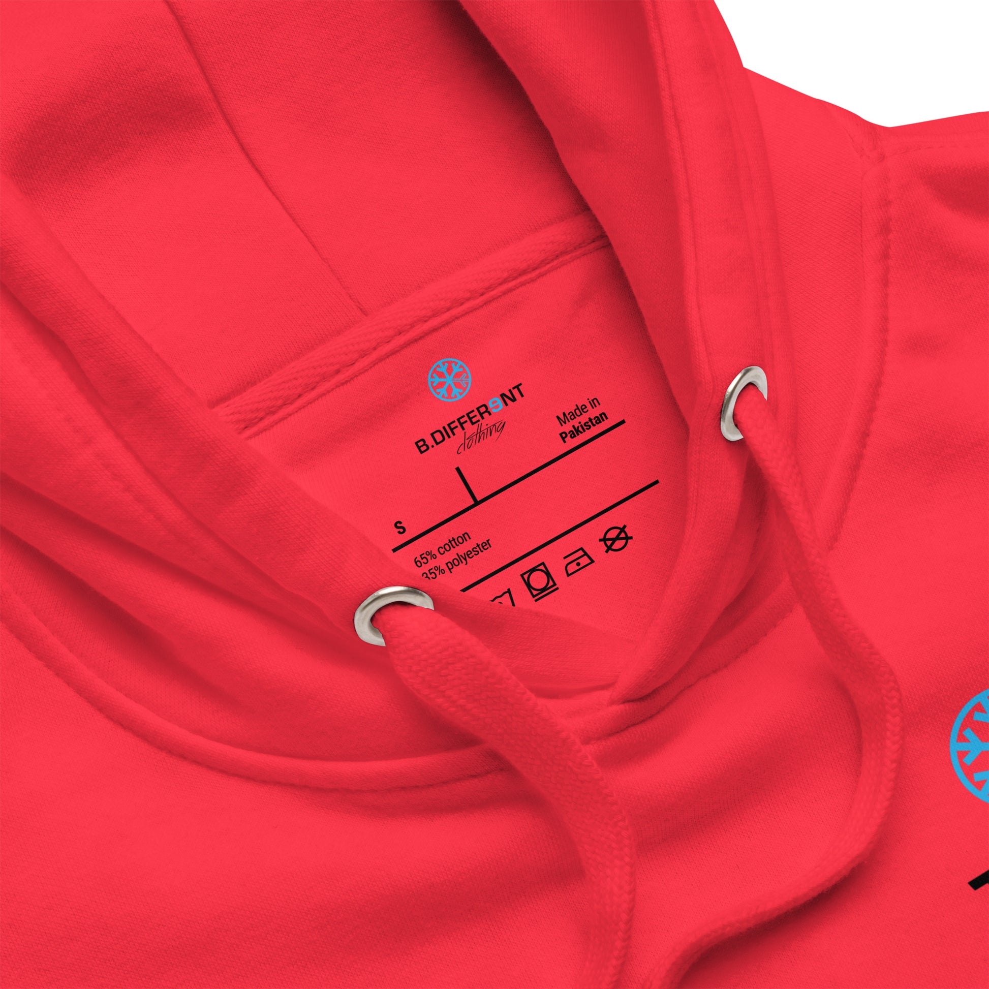 Red-Dennis Graffiti Hoodie from B.Different Clothing, collar, graffiti-inspired streetwear