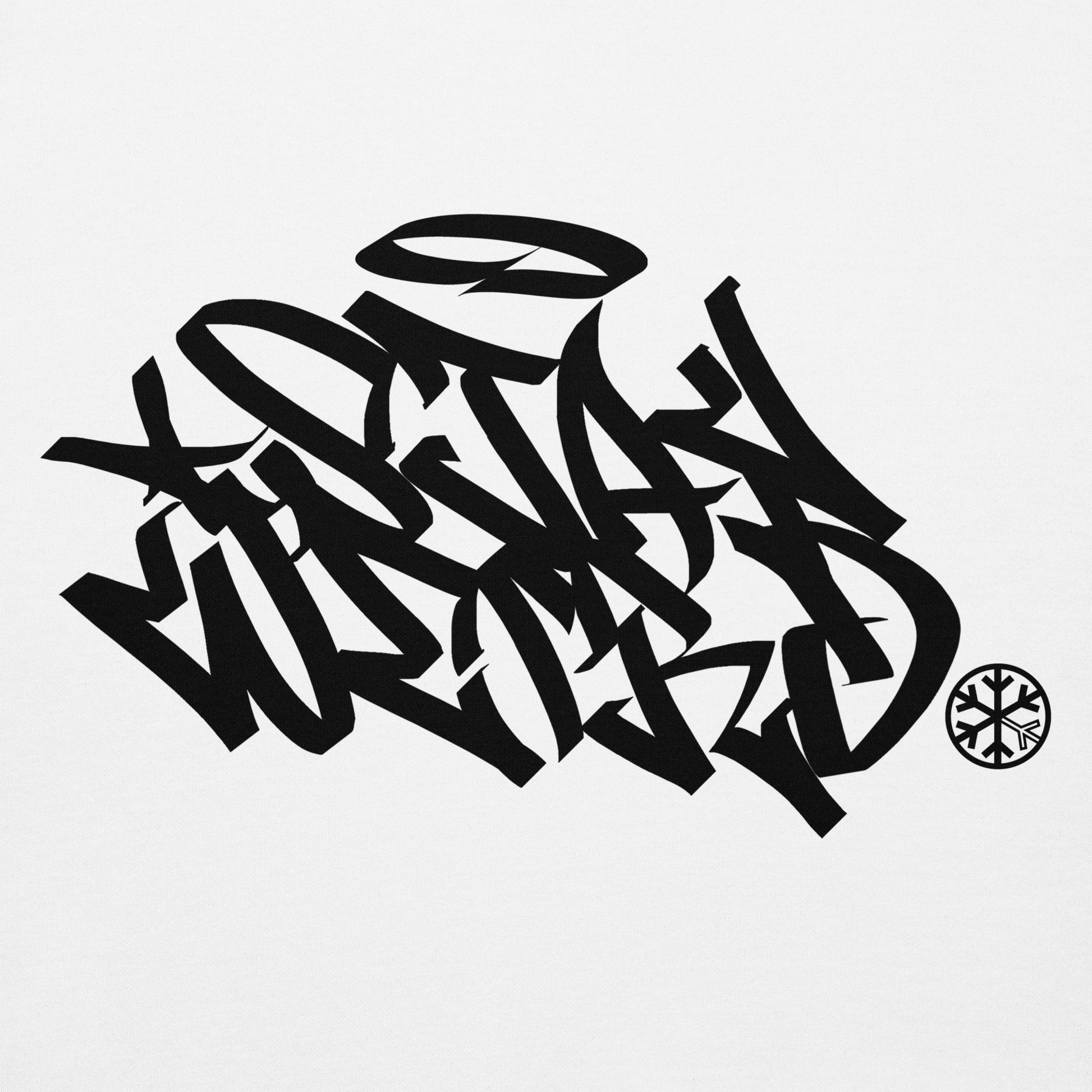 White-Stay Weird Graffiti Tag Hoodie from B.Different Clothing, graphic, graffiti-inspired streetwear