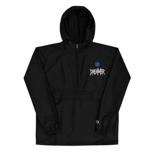 Black-Dreamer Graffiti Tag Windbreaker Jacket from B.Different Clothing, front view, graffiti-inspired streetwear