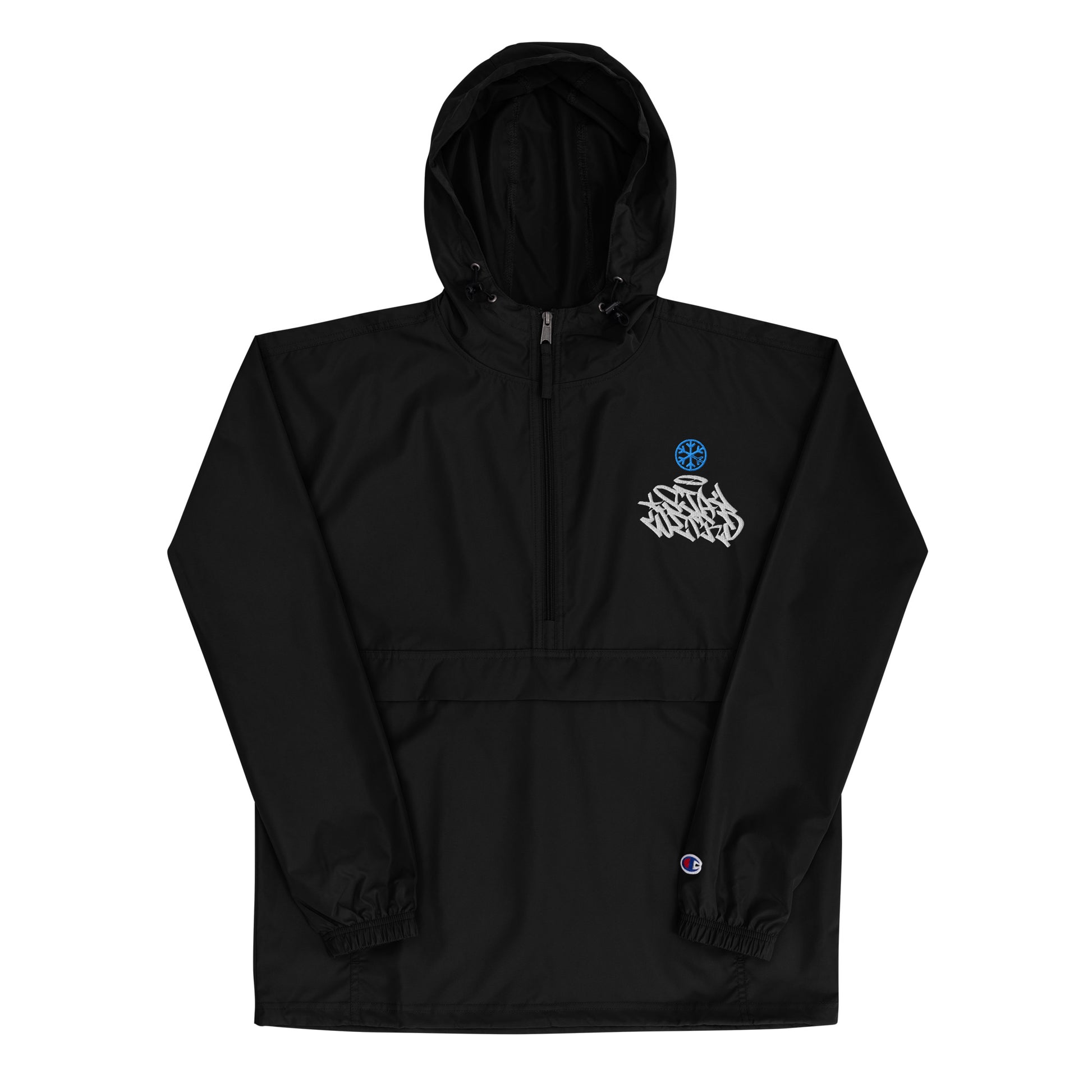 Black-Stay Weird Graffiti Tag Windbreaker Jacket from B.Different Clothing, front view, graffiti-inspired streetwear