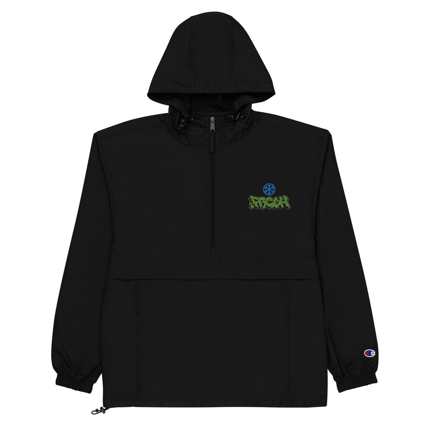 Black-Fresh Graffiti Piece Windbreaker Jacket from B.Different Clothing, flat view, graffiti-inspired streetwear