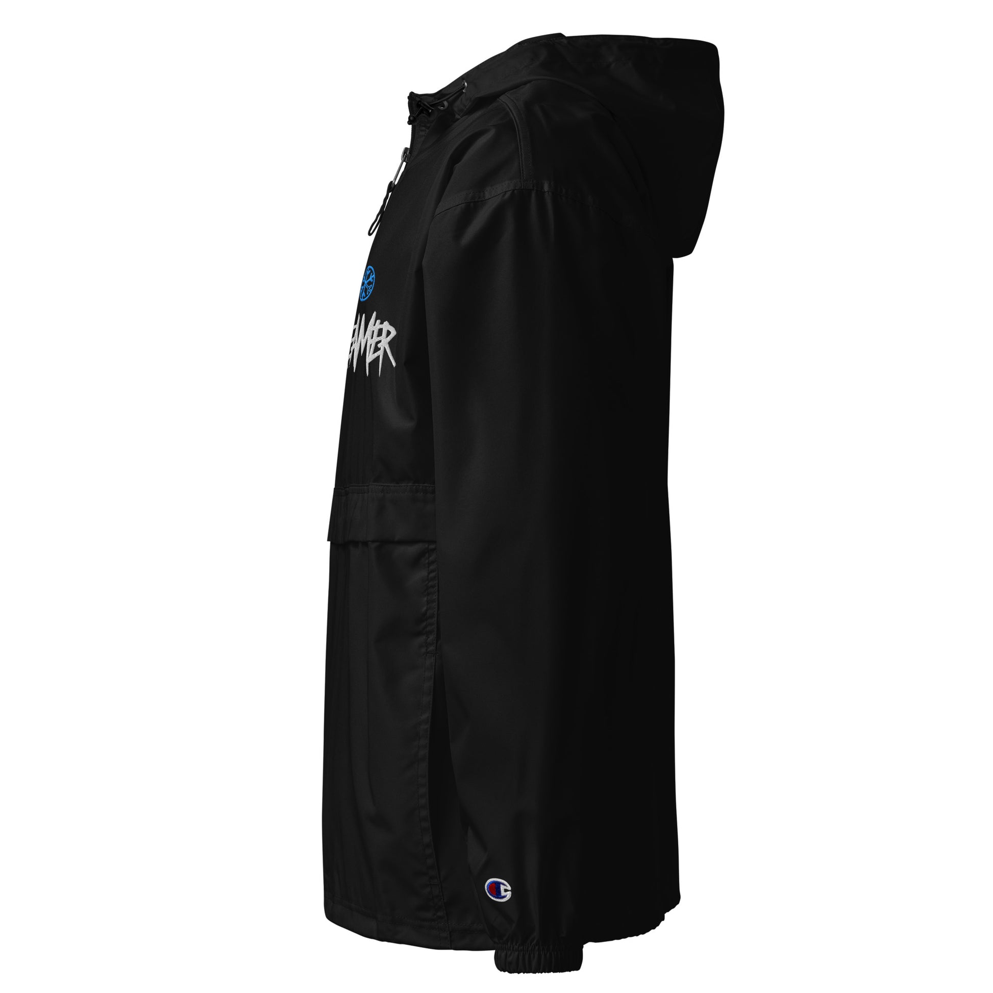 Black-Dreamer Graffiti Tag Windbreaker Jacket from B.Different Clothing, left view, graffiti-inspired streetwear