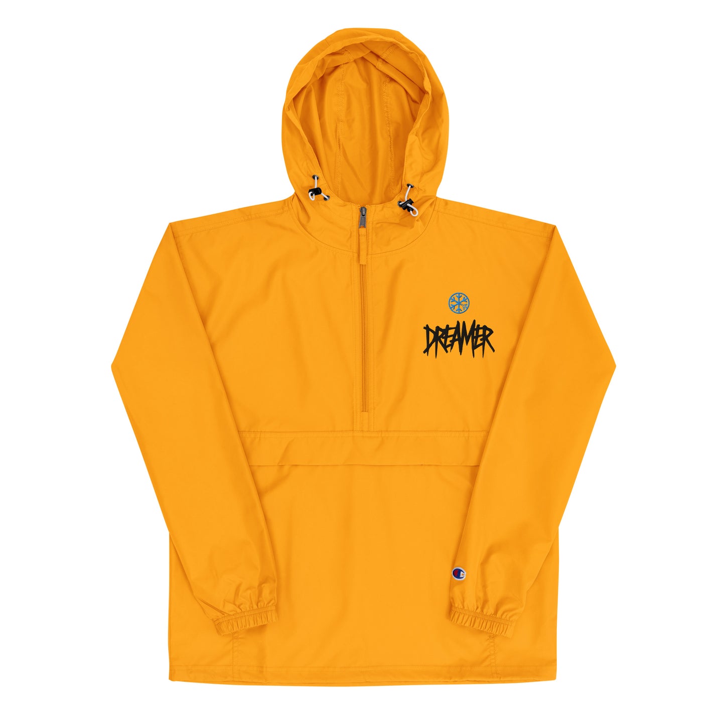 Yellow-Dreamer Graffiti Tag Windbreaker Jacket from B.Different Clothing, front view, graffiti-inspired streetwear