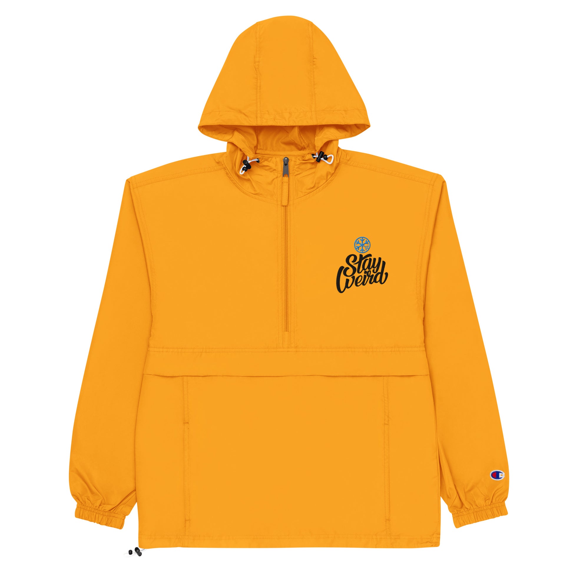 Yellow-Stay Weird Windbreaker Jacket from B.Different Clothing, flat view, graffiti-inspired streetwear