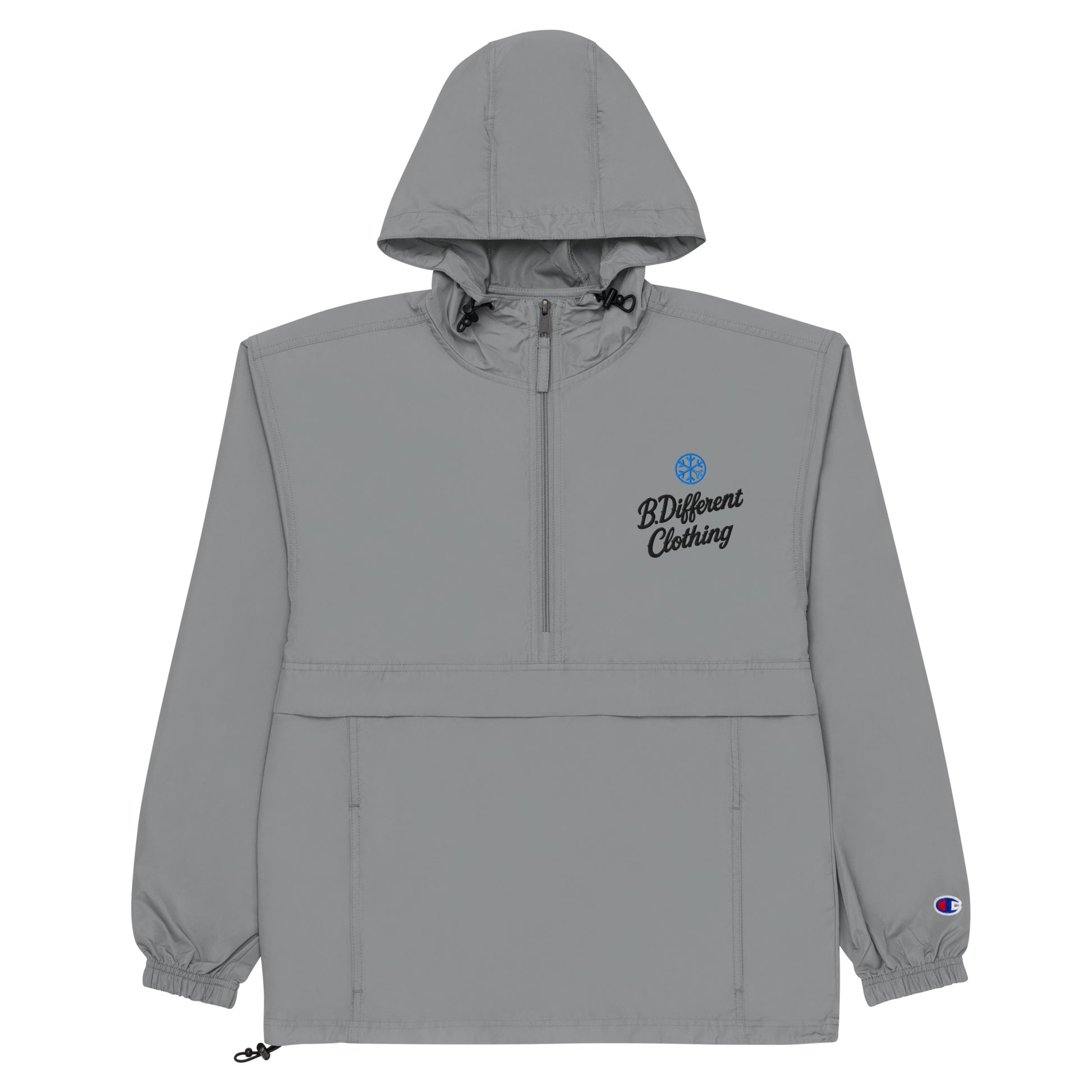 Gray-The League Windbreaker Jacket from B.Different Clothing, flat view, graffiti-inspired streetwear