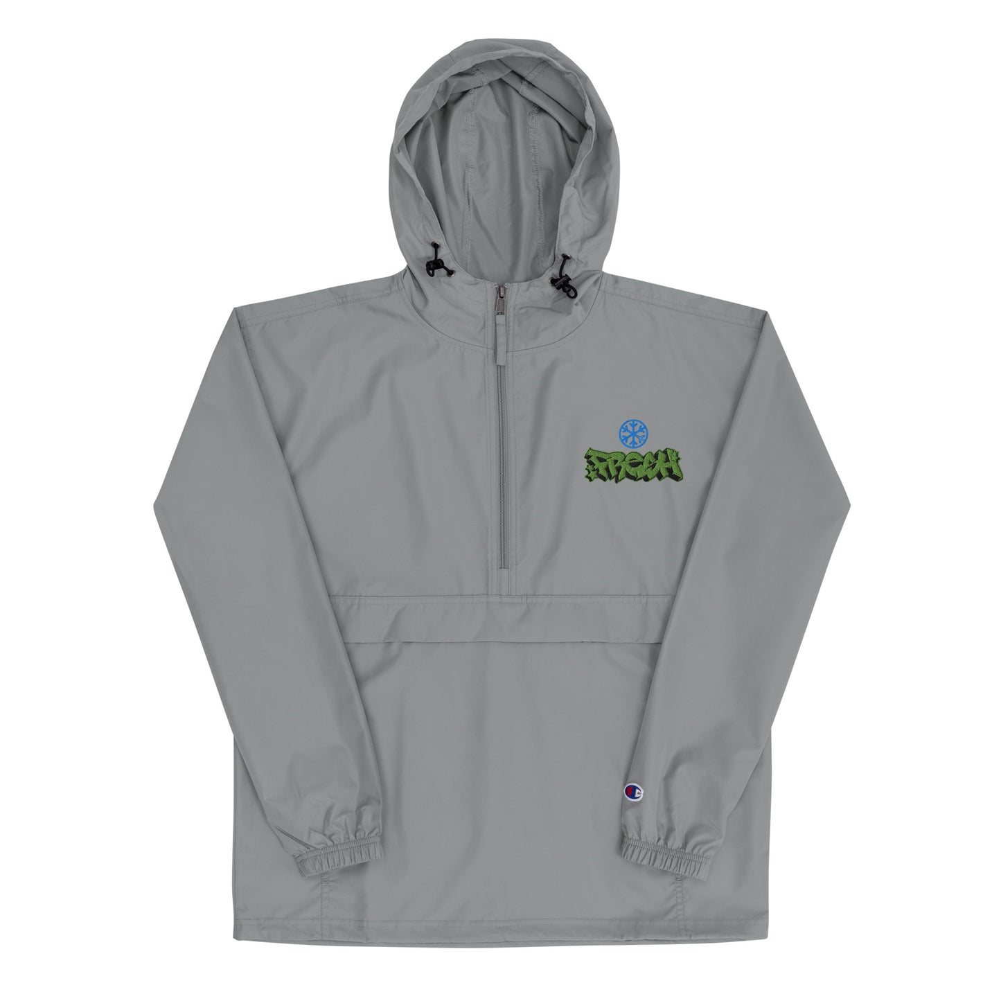 Gray-Fresh Graffiti Piece Windbreaker Jacket from B.Different Clothing, front view, graffiti-inspired streetwear