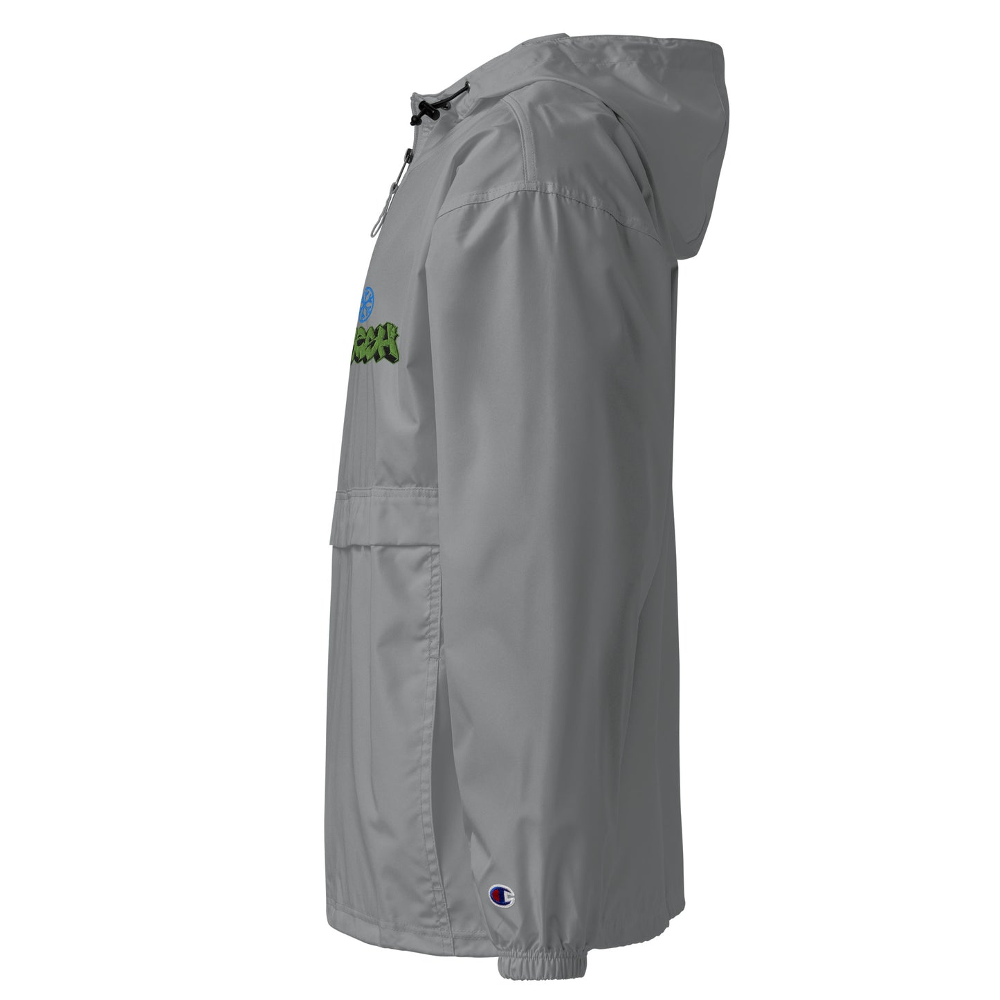 Gray-Fresh Graffiti Piece Windbreaker Jacket from B.Different Clothing, left view, graffiti-inspired streetwear