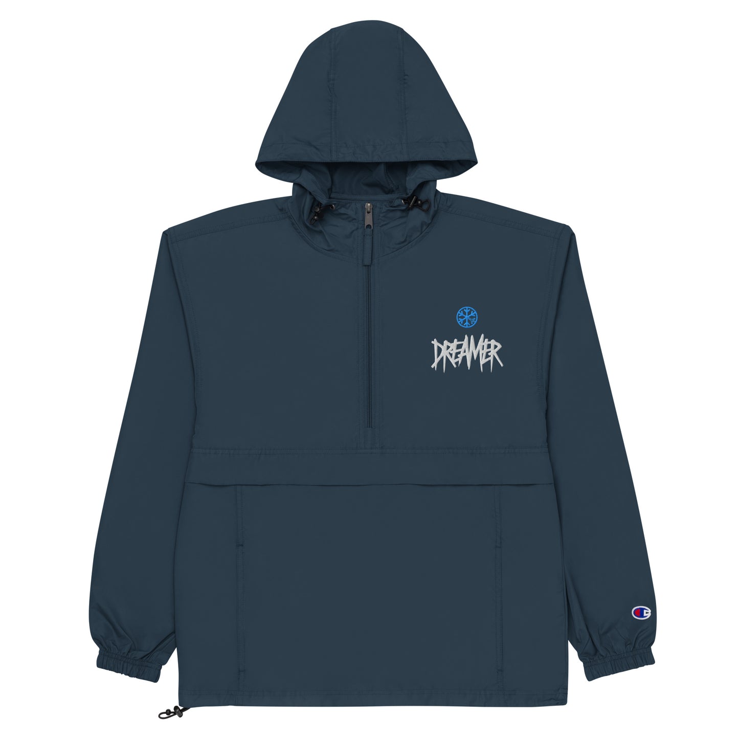 Navy-Dreamer Graffiti Tag Windbreaker Jacket from B.Different Clothing, flat view, graffiti-inspired streetwear