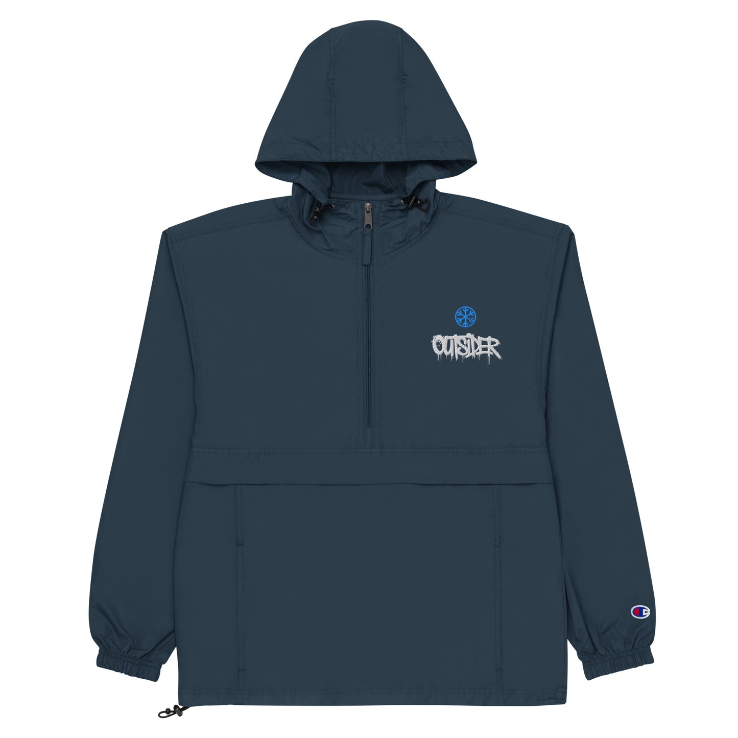 Navy-Outsider Graffiti Tag Windbreaker Jacket from B.Different Clothing, flat view, graffiti-inspired streetwear
