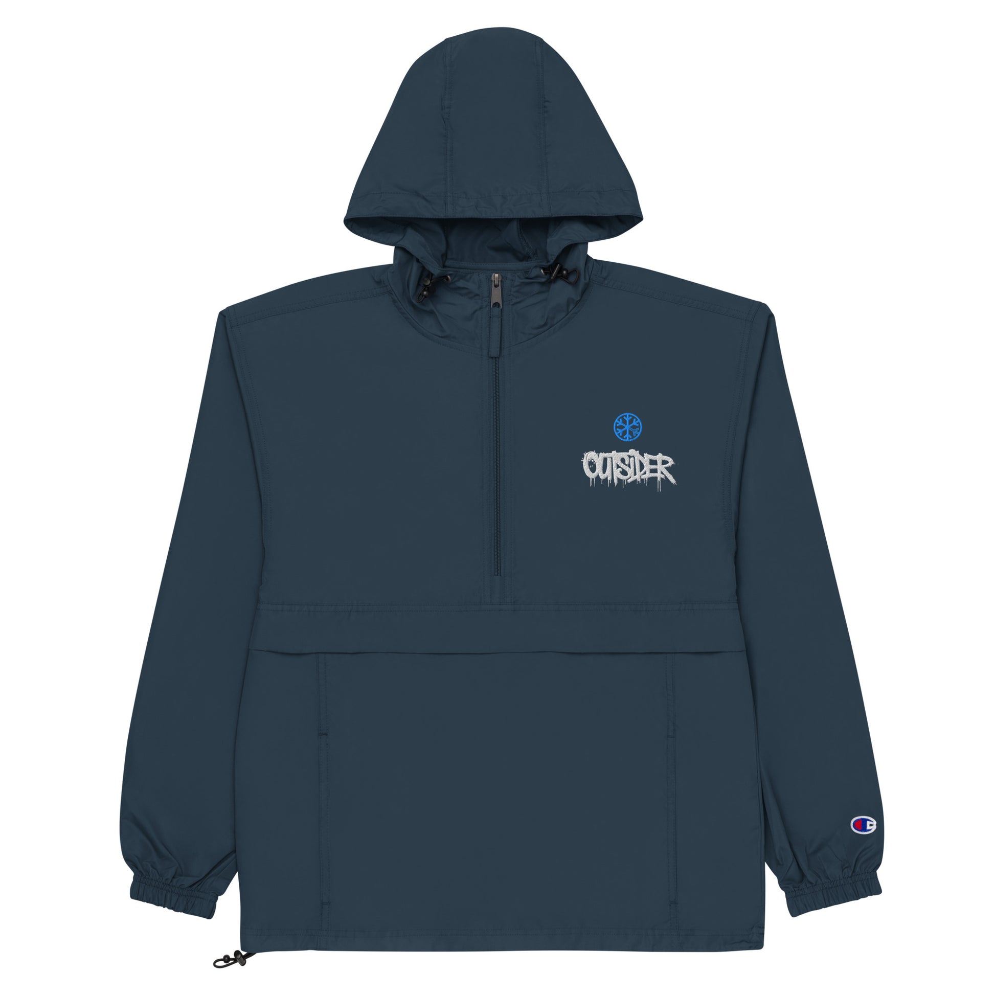 Navy-Outsider Graffiti Tag Windbreaker Jacket from B.Different Clothing, flat view, graffiti-inspired streetwear