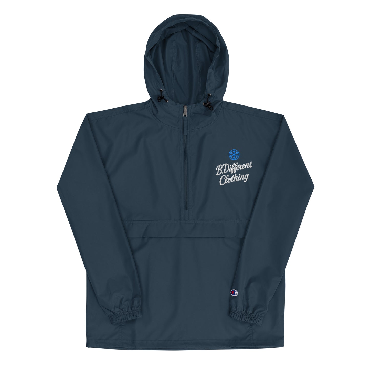 Navy-The League Windbreaker Jacket from B.Different Clothing, front view, graffiti-inspired streetwear