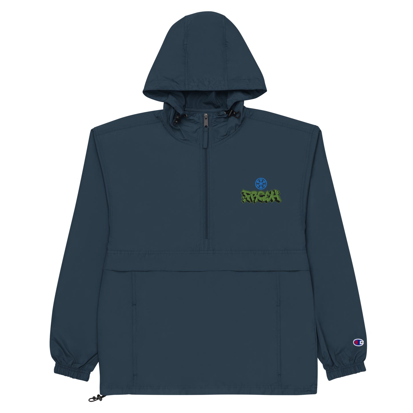 Navy-Fresh Graffiti Piece Windbreaker Jacket from B.Different Clothing, flat view, graffiti-inspired streetwear