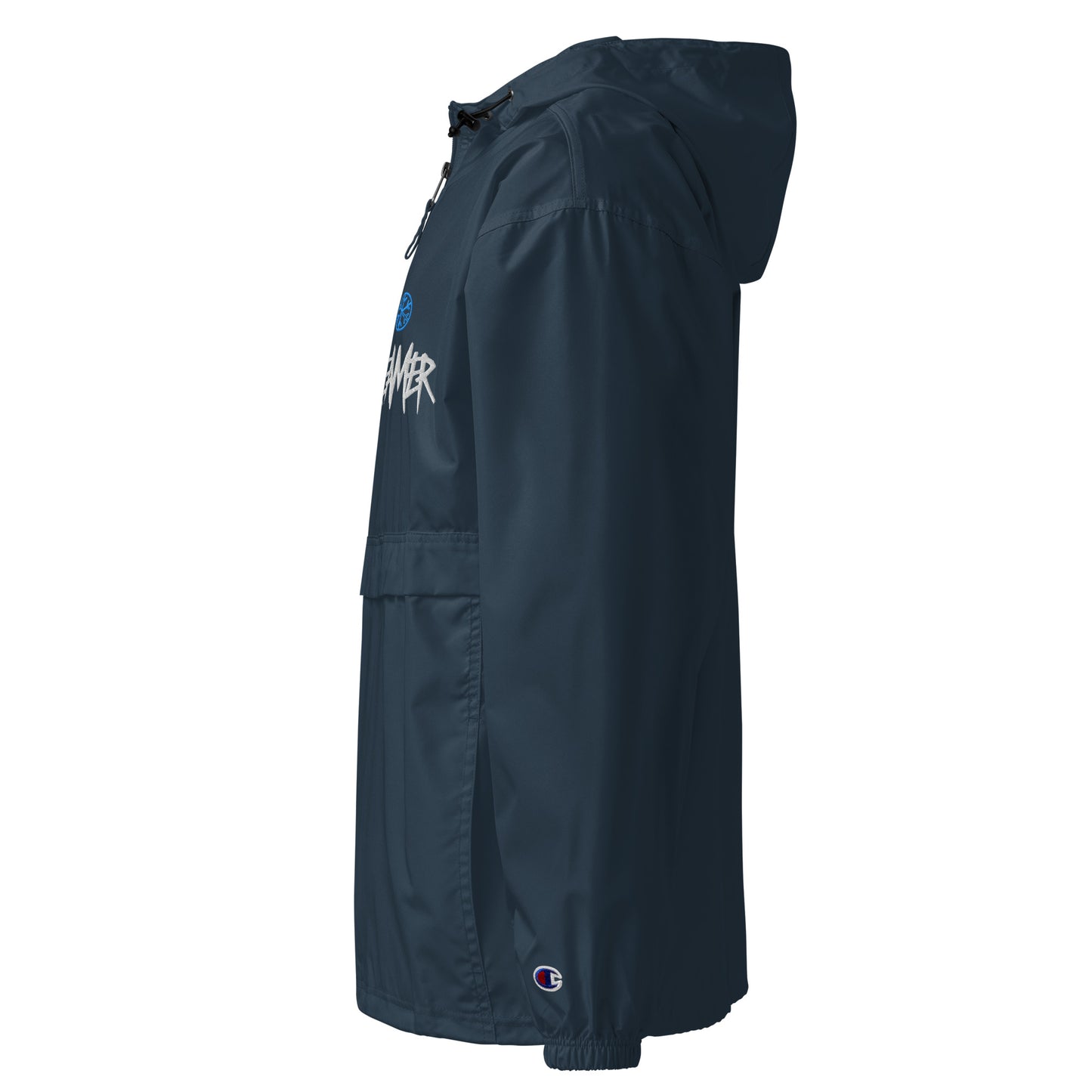 Navy-Dreamer Graffiti Tag Windbreaker Jacket from B.Different Clothing, left view, graffiti-inspired streetwear