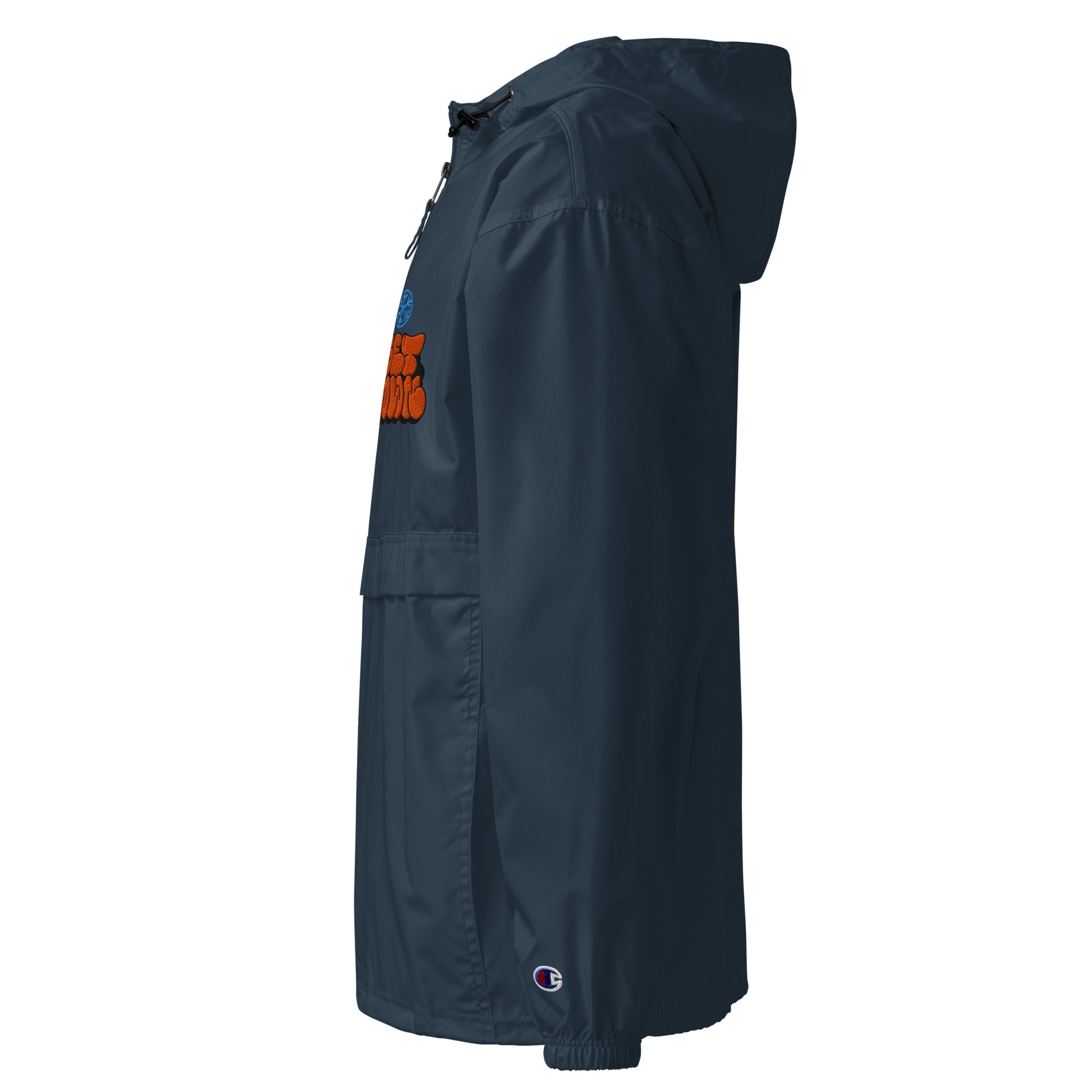 Navy-Get Down Graffiti Throw-up Windbreaker Jacket from B.Different Clothing, left view, graffiti-inspired streetwear