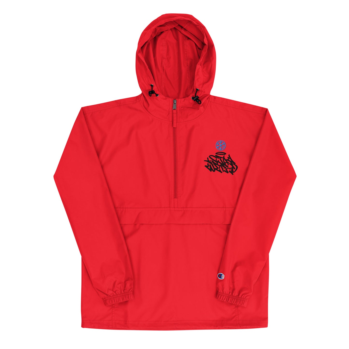 Red-Stay Weird Graffiti Tag Windbreaker Jacket from B.Different Clothing, front view, graffiti-inspired streetwear