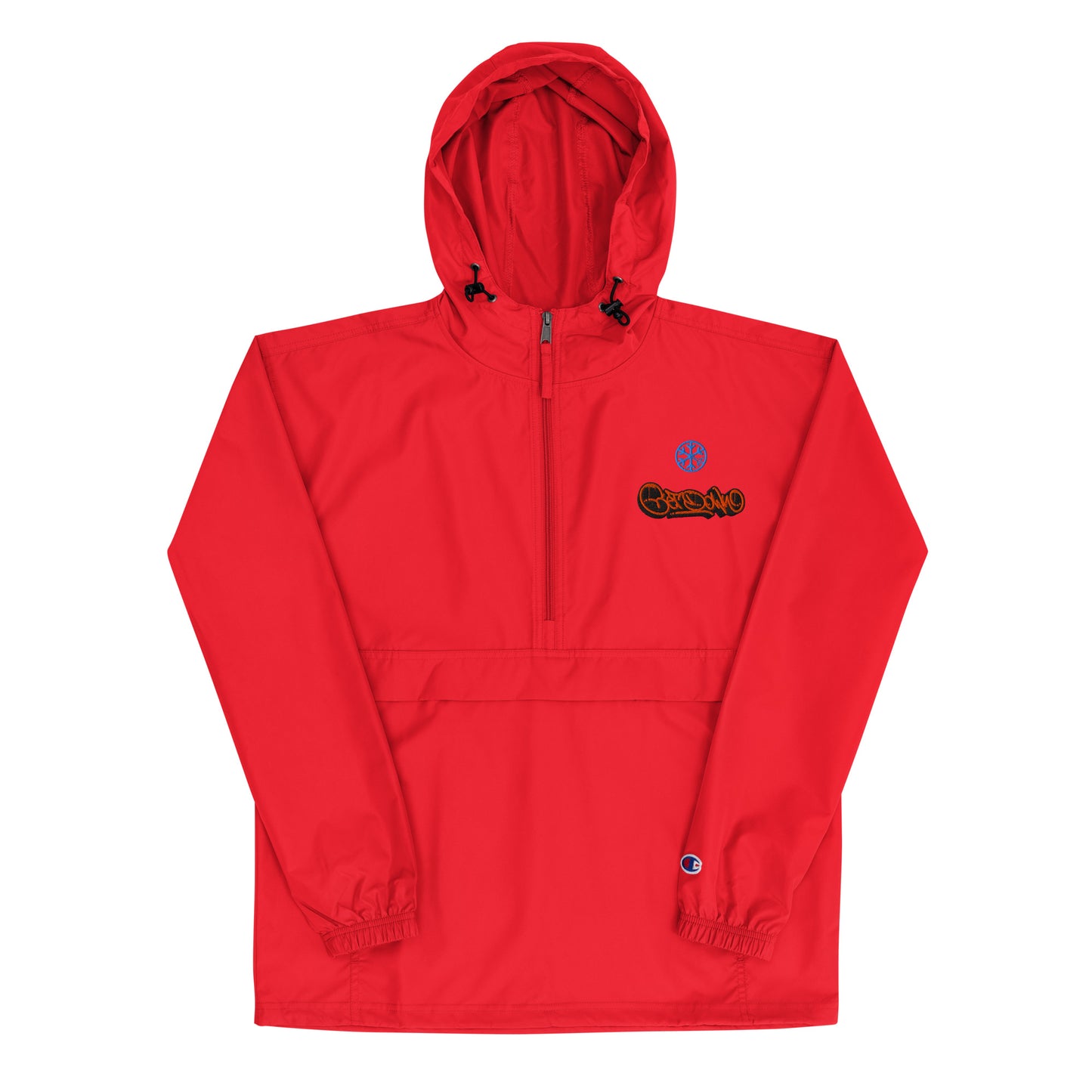 Red-Get Down Graffiti Tag Windbreaker Jacket from B.Different Clothing, front view, graffiti-inspired streetwear