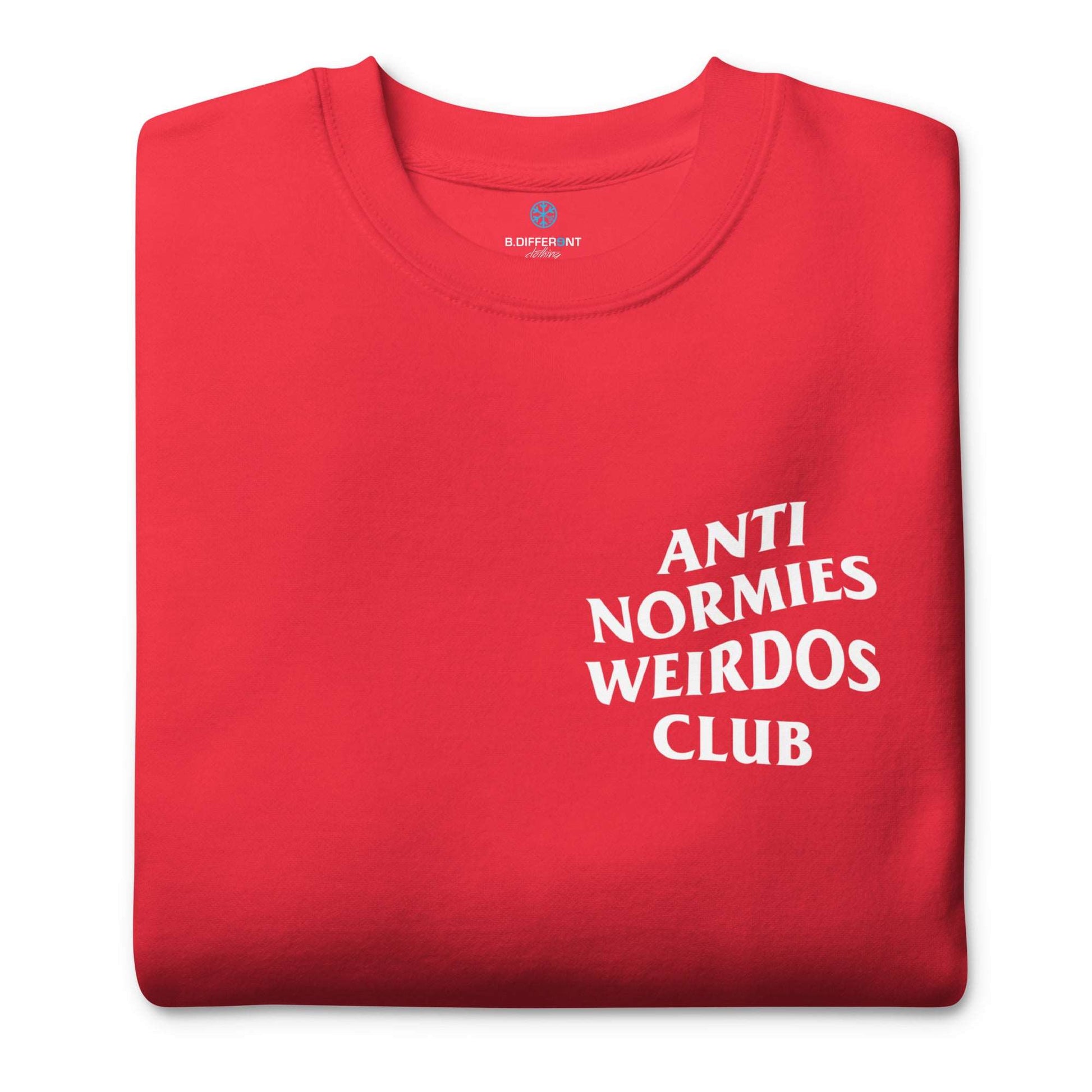 red-anti-normies-weirdos-club-sweatshirt-folded-by-b.different-clothing-graffiti-inspired-independent-streetwear-brand