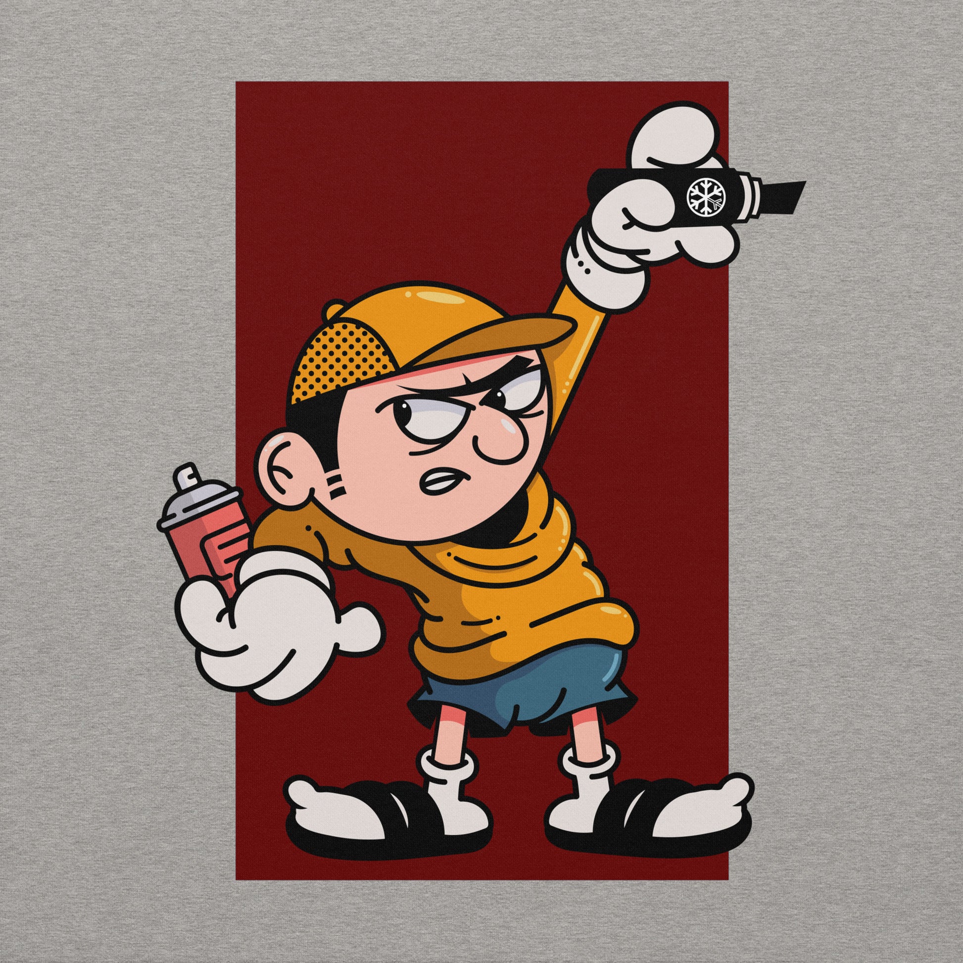 gray-get-down-graffiti-character-sweatshirt-graphic-by-b.different-clothing-graffiti-inspired-independent-streetwear-brand