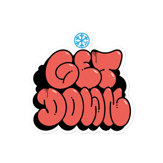 Get Down Graffiti Throw-up Sticker from B.Different Clothing, graffiti-inspired streetwear