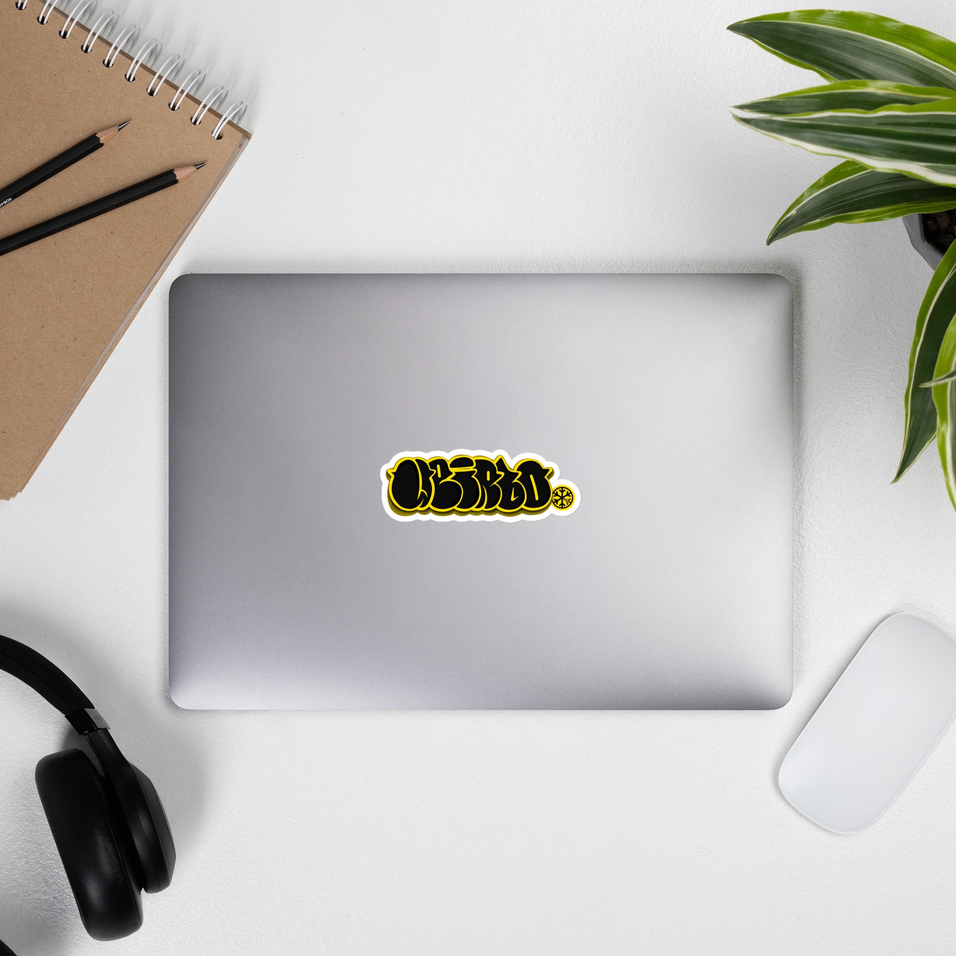 Laptop with Weirdo Graffiti Throwie Sticker from B.Different Clothing, graffiti-inspired streetwear