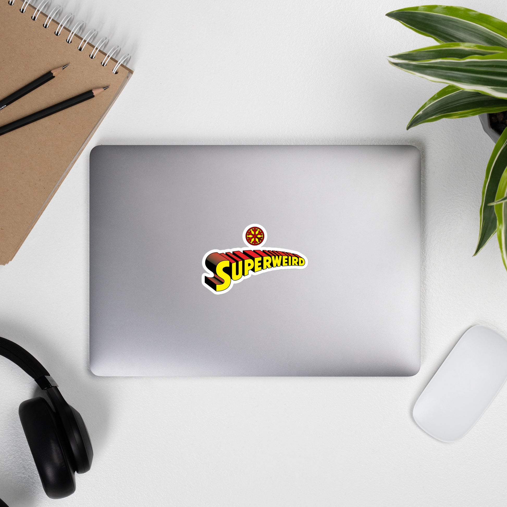 Laptop with Superweird Sticker from B.Different Clothing, graffiti-inspired streetwear