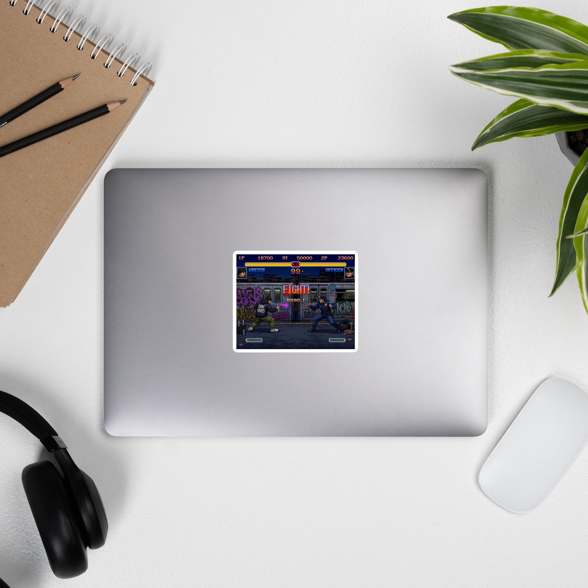 Laptop with Street Writer II Graffiti Sticker from B.Different Clothing, graffiti-inspired streetwear