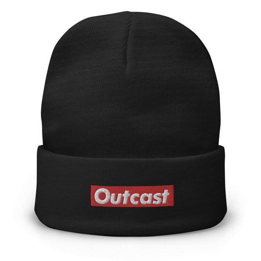 black-outcast-box-beanie-hat-front-by-b.different-clothing-graffiti-inspired-independent-streetwear-brand