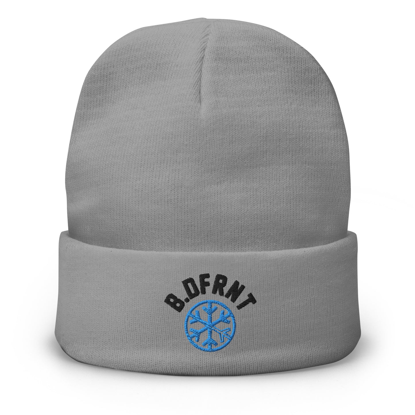 Gray-B.DFRNT Beanie Hat from B.Different Clothing, front view, graffiti-inspired streetwear