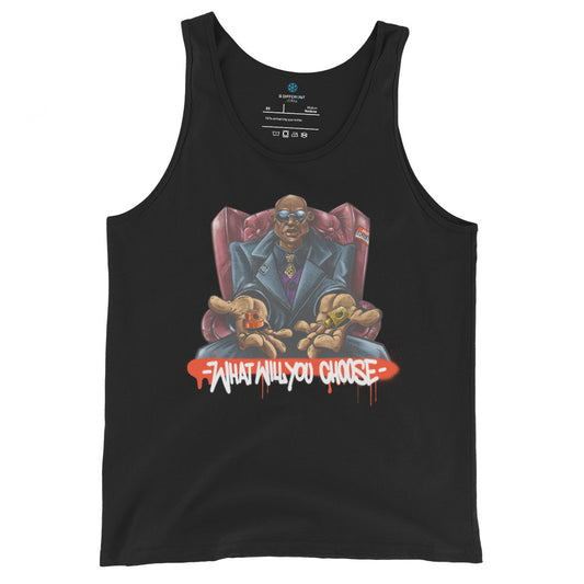 Black-Make Your Choice Graffiti Tank Top by Trk One from B.Different Clothing, front view, graffiti-inspired streetwear