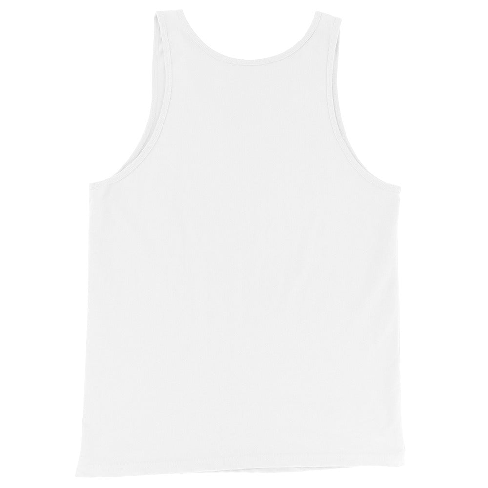 White-Protect Your Vibe Graffiti Tag Tank Top from B.Different Clothing, back view, graffiti-inspired streetwear