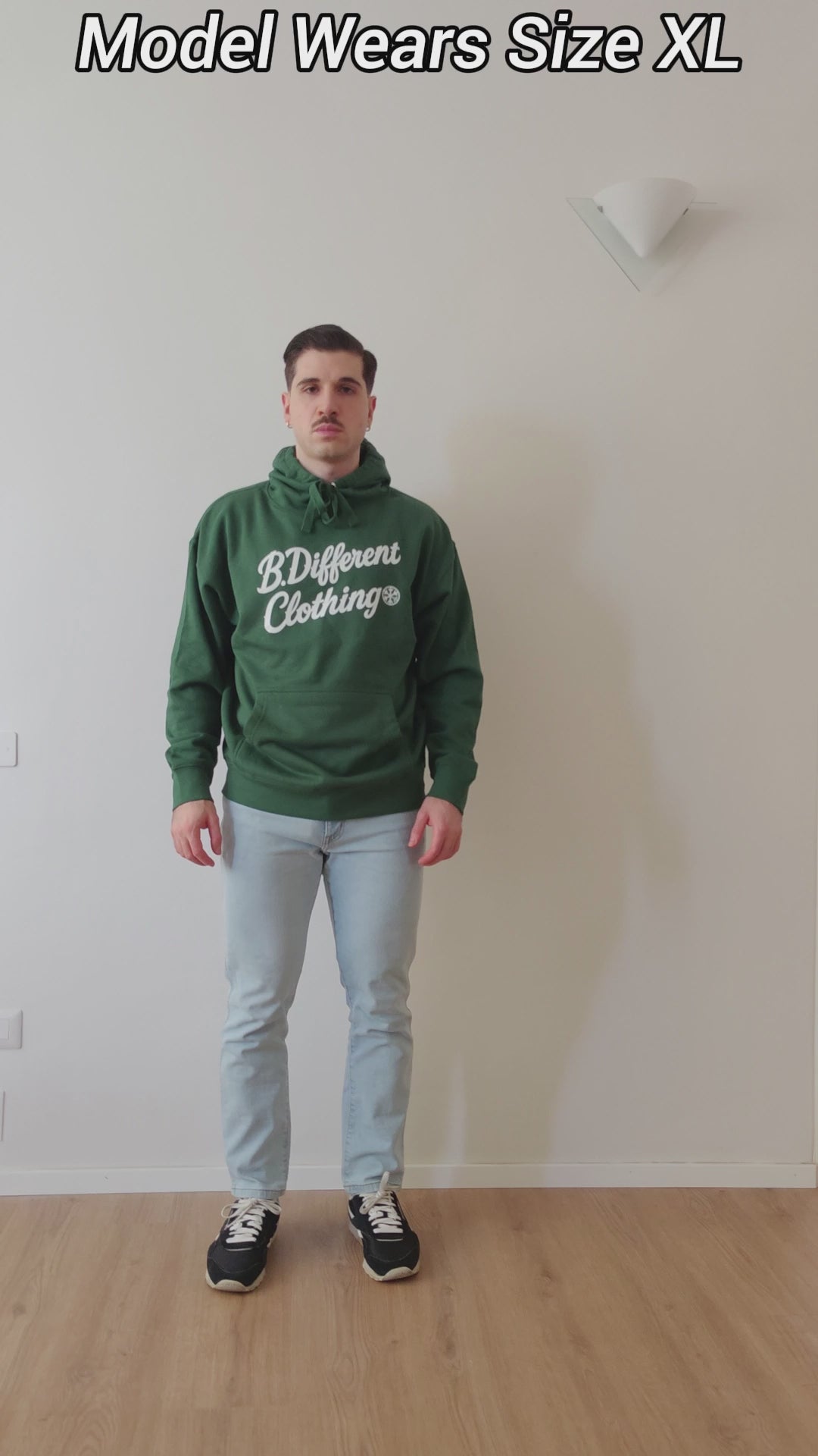 Load video: Graffiti Hoodie Size Fit Guide by B.Different Clothing, graffiti-inspired streetwear