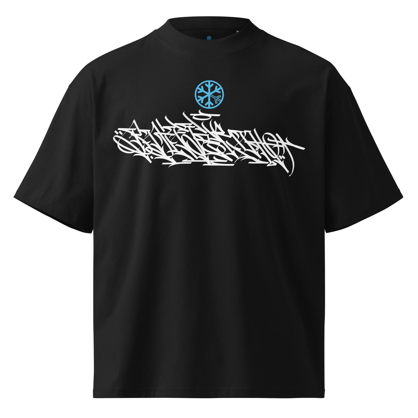 Black-Shew Collab Graffiti Tee from B.Different Clothing, front view, graffiti-inspired streetwear, oversized heavyweight t-shirt