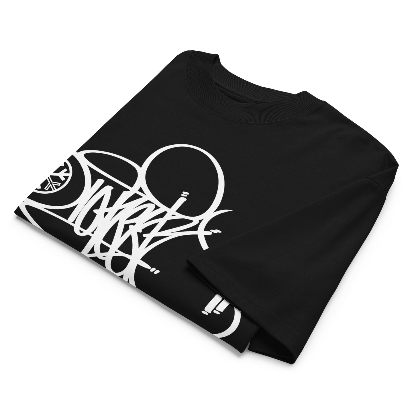 Black-Loner Tag Tee by Graffiti Dad from B.Different Clothing, folded, graffiti-inspired streetwear, oversized heavyweight t-shirt