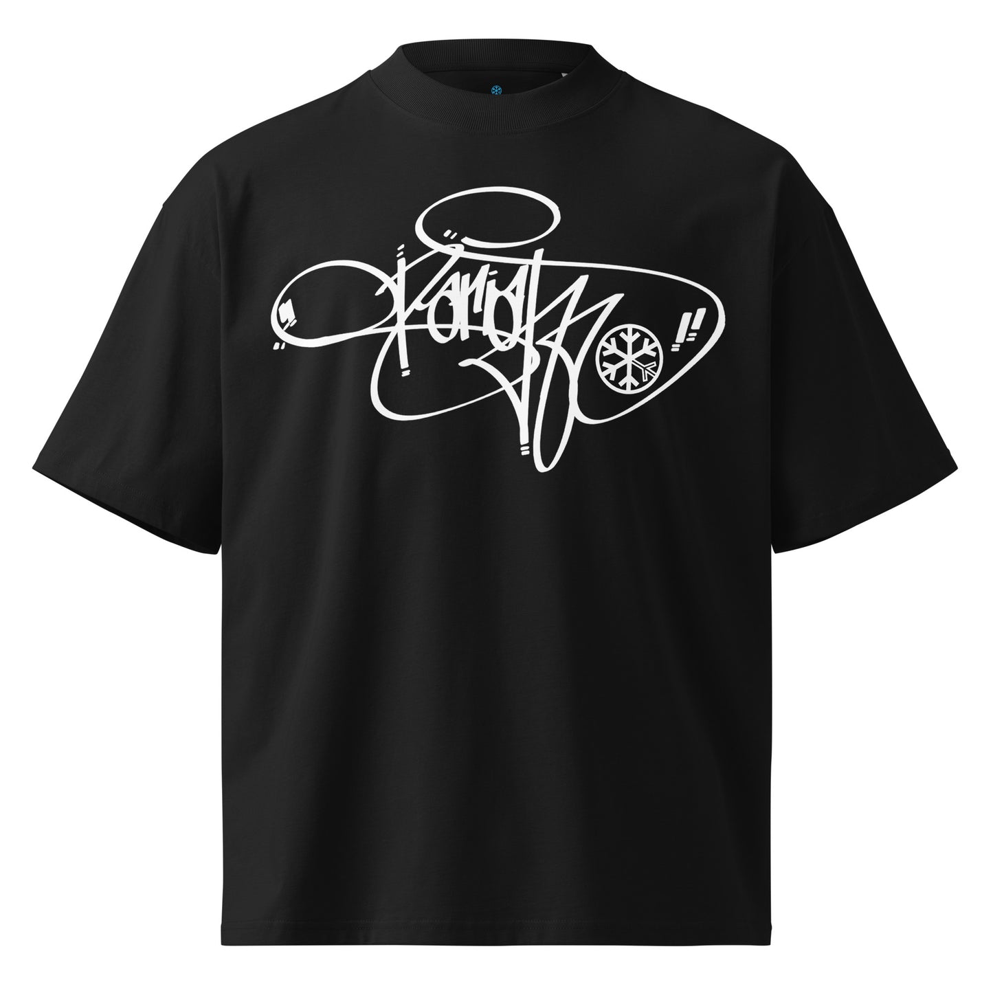 Black-Pariah Tag Tee by Graffiti Dad from B.Different Clothing, front view, graffiti-inspired streetwear, oversized heavyweight t-shirt