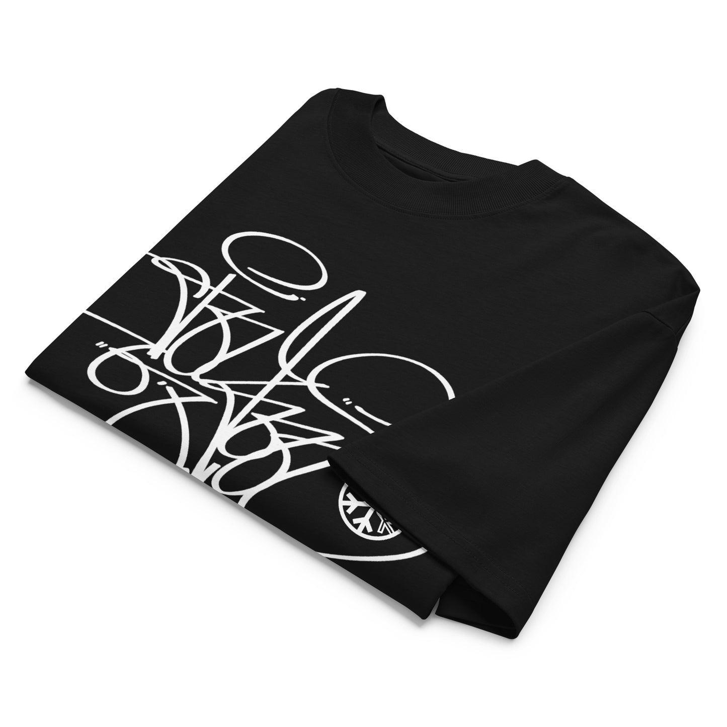 Black-Toys Tag Tee by Graffiti Dad from B.Different Clothing, front view, graffiti-inspired streetwear, oversized heavyweight t-shirt