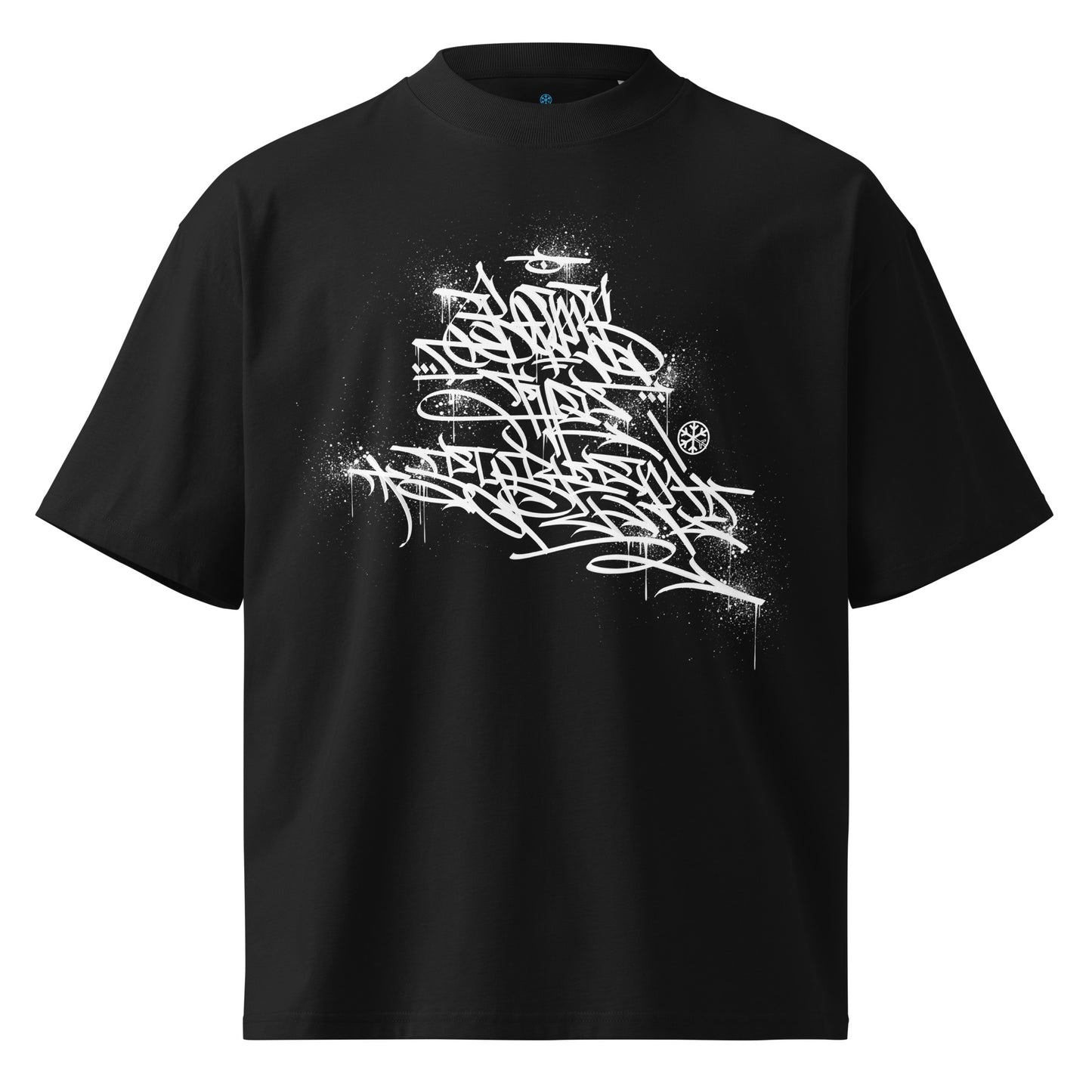 Black-Bomb The System Graffiti Tee by Shew from B.Different Clothing, front view, graffiti-inspired streetwear, oversized heavyweight t-shirt